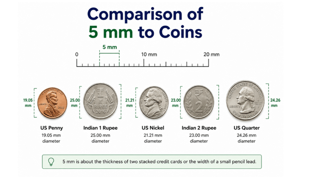 Comparison of 5 mm to Coins