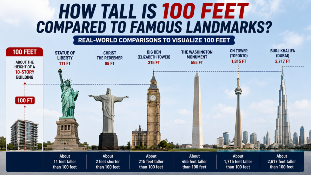 How Tall Is 100 Feet Compared to Famous Landmarks?
